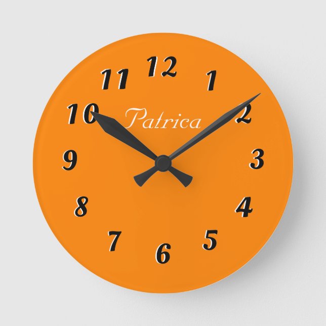 Naranja y reloj de pared personalizado blanco (Anverso)