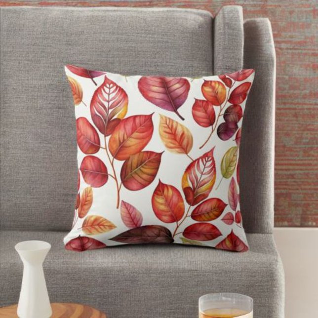 Naranja y rojo vibrante caída deja Cojín decorativ (Subido por el creador)