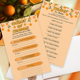 Naranja Zest Citrus Baby Shower Tarjeta de consejo