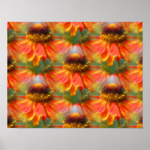 Naranja Zinnia Flores Resumen Arte