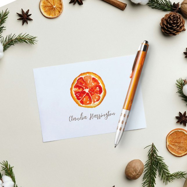 Naranjas caprichosos a mano - Estacionamiento pers (These hand-illustrated orange slice notecards make it easy and fun to keep up with correspondence.)