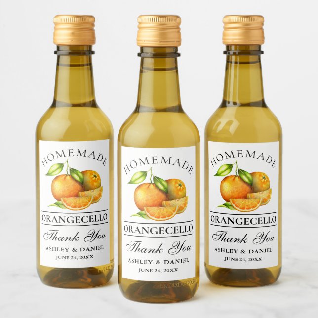 Naranjas de acuarela Orangecello Boda Gracias Mini (Botellas)