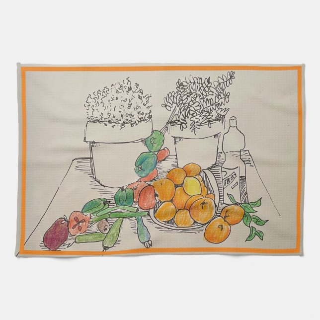 Naranjas de toallas de cocina (Horizontal)