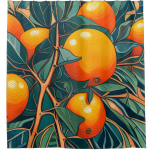 Naranjas Diseñan Cortina De Ducha Con Lino