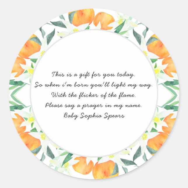 Naranjas - Etiqueta de velas de oración (Anverso)