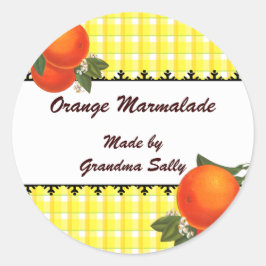 Naranjas personalizados Gingham Canning Pegatinas