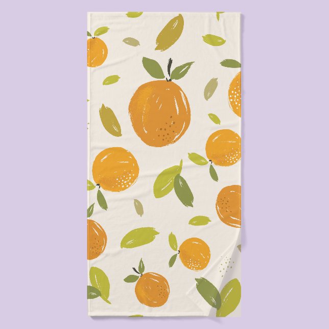 Naranjas pintados a mano fruta diseño de patrones  (Toalla de baño)