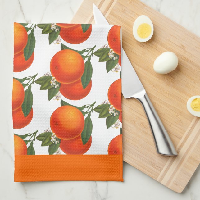 Naranjas Vintage toalla de cocina de arte (Doblado Cuarto)