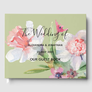 Narciso blanco en un libro de Bodas florales sabio