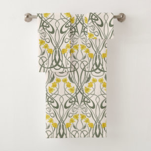 Narcisos Amarillos y Tallos Crema Art Nouveau