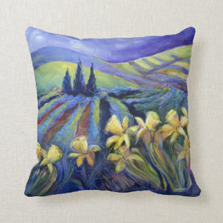 Narcisos en una almohada decorativa del día