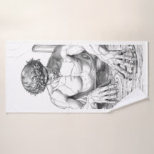 Narcissus Myth Minimalist Line Art Beach Towel