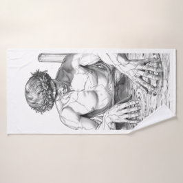 Narcissus Myth Minimalist Line Art Beach Towel