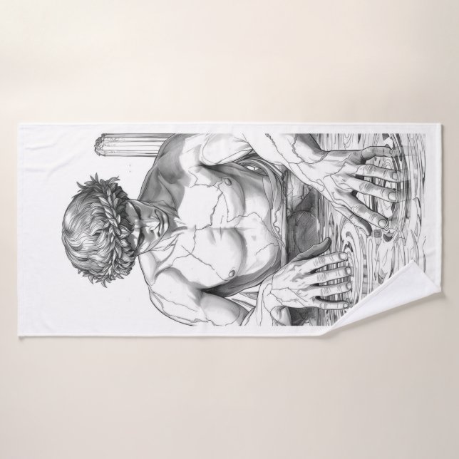 Narcissus Myth Minimalist Line Art Beach Towel (Toalla de baño)