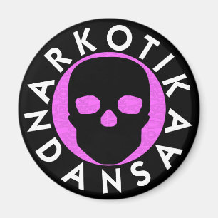 NARKOTIKA LIV Imán redondo rosa caliente negro N3