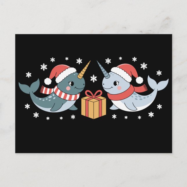 Narval de Navidad Sombrero de Santa Bufanda Copos  (Anverso)