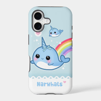Narvales Kawaii con arcoíris