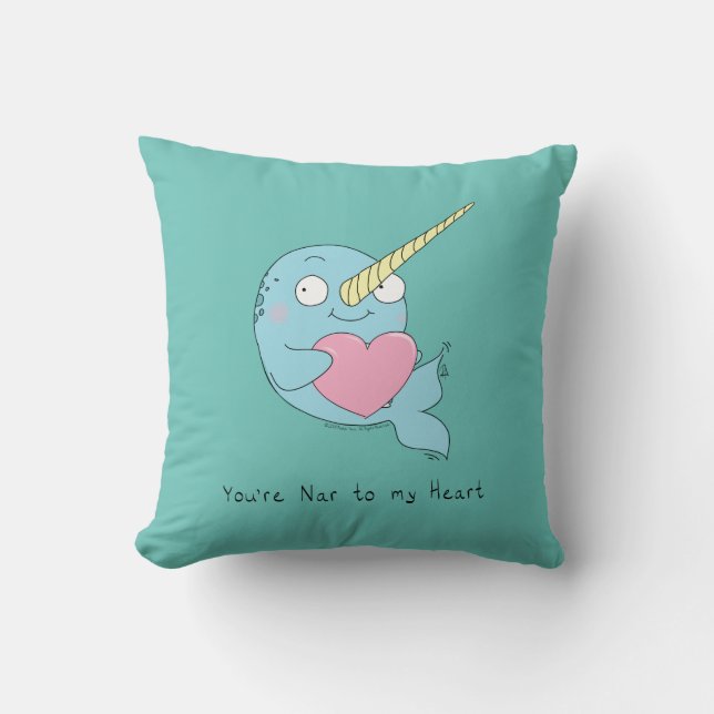 Narwhal con la almohada del Día de San Valentín (Anverso)