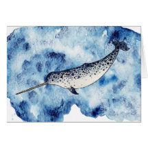 Narwhal en un chapoteo del watercolour