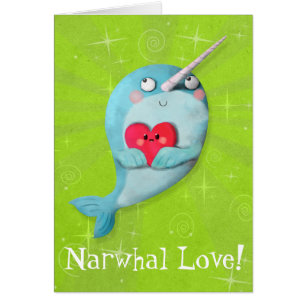 Narwhal lindo con el corazón