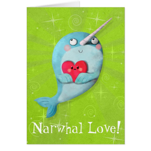 Narwhal lindo con el corazón (Frente)