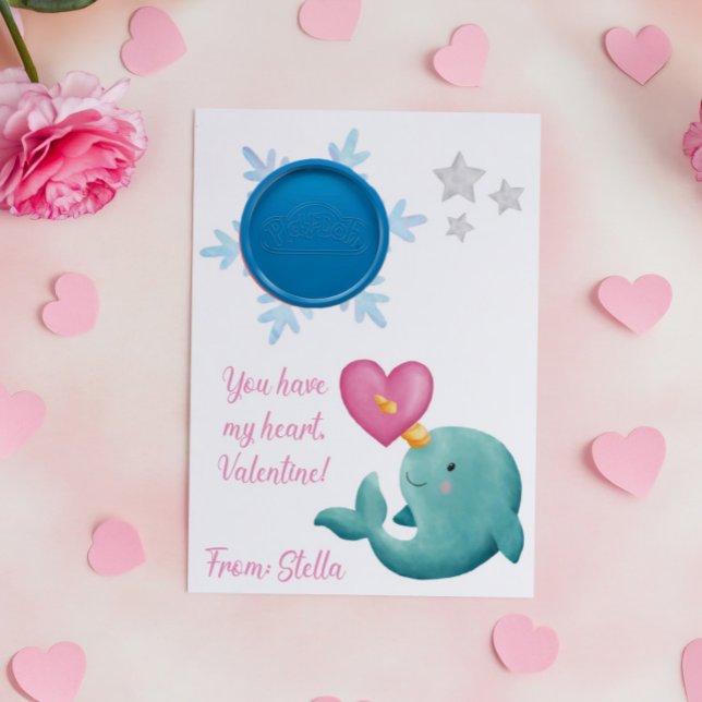 Narwhal play doh tarjeta de regalo de San Valentín (Subido por el creador)