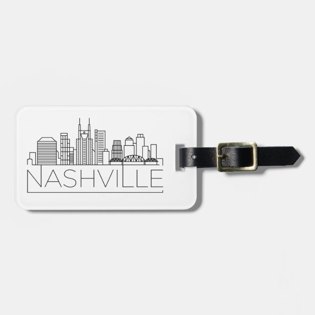 Nashville, etiqueta de equipaje estilizada de líne (Frente Horizontal)