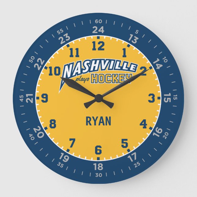 Nashville Juega Hockey 24 Horas Reloj de pared (Anverso)