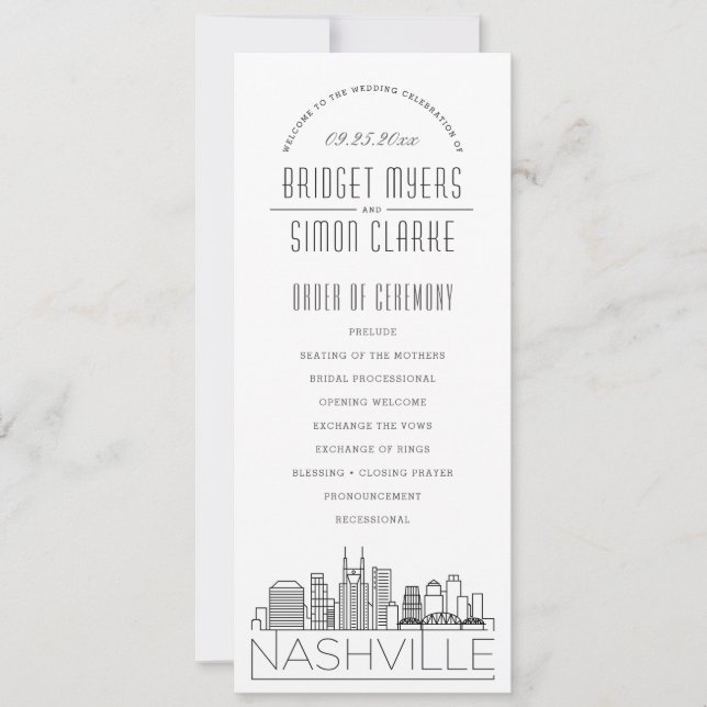 Nashville | Programa de Boda Deco Moderno (Anverso)