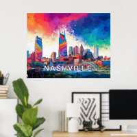 Nashville Skyline Colorful Graffiti Arte urbano