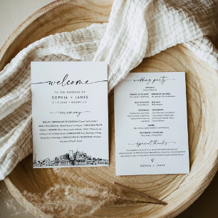 Nashville Skyline Wedding Program Tarjeta plana 5x