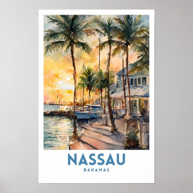 Nassau Bahamas: arte de viajes (Frente)
