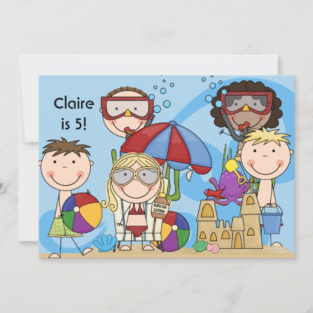 Natación en la invitación al cumpleaños de la play (Anverso)