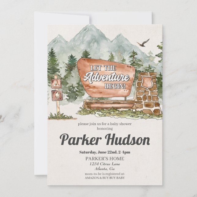 National Park Outdoor baby shower invite (Anverso)
