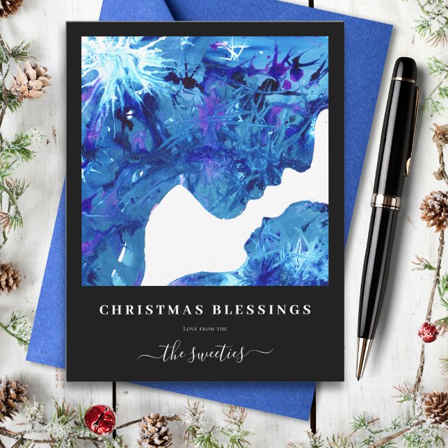 Natividad abstracta moderna acuarela Navidad (Christmas blessings modern abstract nativity watercolor personalized holiday greetings card)