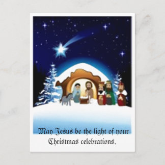 Natividad con la tarjeta postal de la Santa Famili