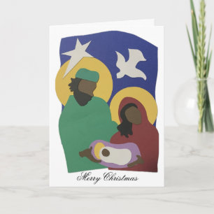 Natividad de familia sagrada con tarjeta de Navida