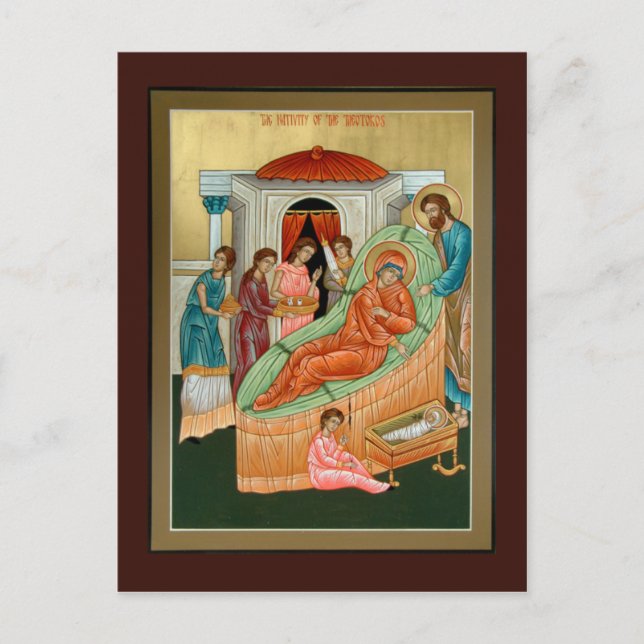 Natividad de la tarjeta de oración de Theotokos (Anverso)