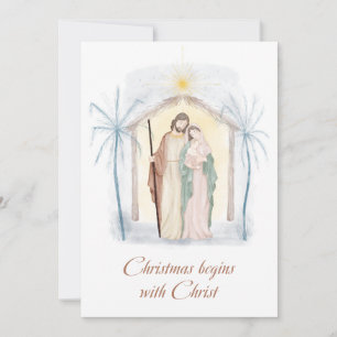 Natividad de Navidad en acuarela Religioso Marrón 