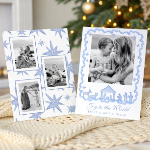 Natividad de Navidad en azul acuarela