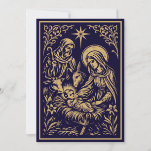 Natividad de Navidad en Grabado en Madera Art Nouv