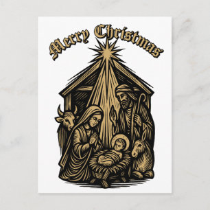 Natividad de Navidad Grabado en madera medieval re