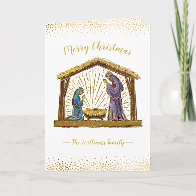 Natividad de Navidad Pesebre Tipografía Blanca Dor (Anverso)