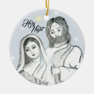 Natividad De Noche Santa Ornamento Cerámico