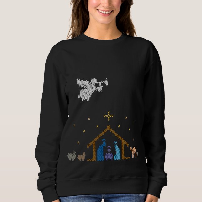 Natividad de punto Navidades feos suéter cristiano (Anverso)