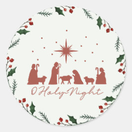 Natividad Escena alrededor de la pegatina navideña