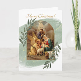 Natividad Escena Tarjeta Verde de Navidad
