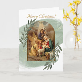 Natividad Escena Tarjeta Verde de Navidad
