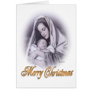 Natividad navidad Madonna y tarjeta infantil