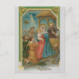 Natividad navideña vintage de la postal de Cristo